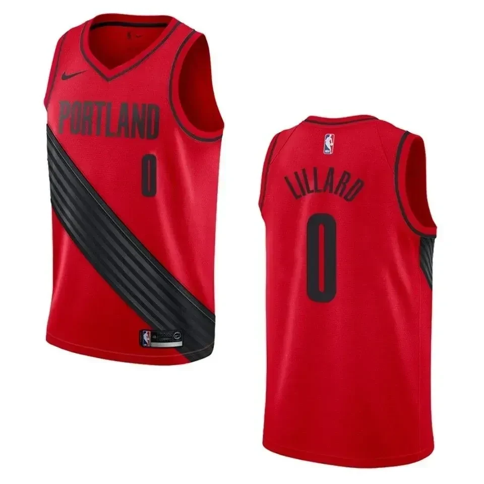 Men's Portland Trail Blazers 0 Damian Lillard Statement Swingman Jersey - Red - JS503