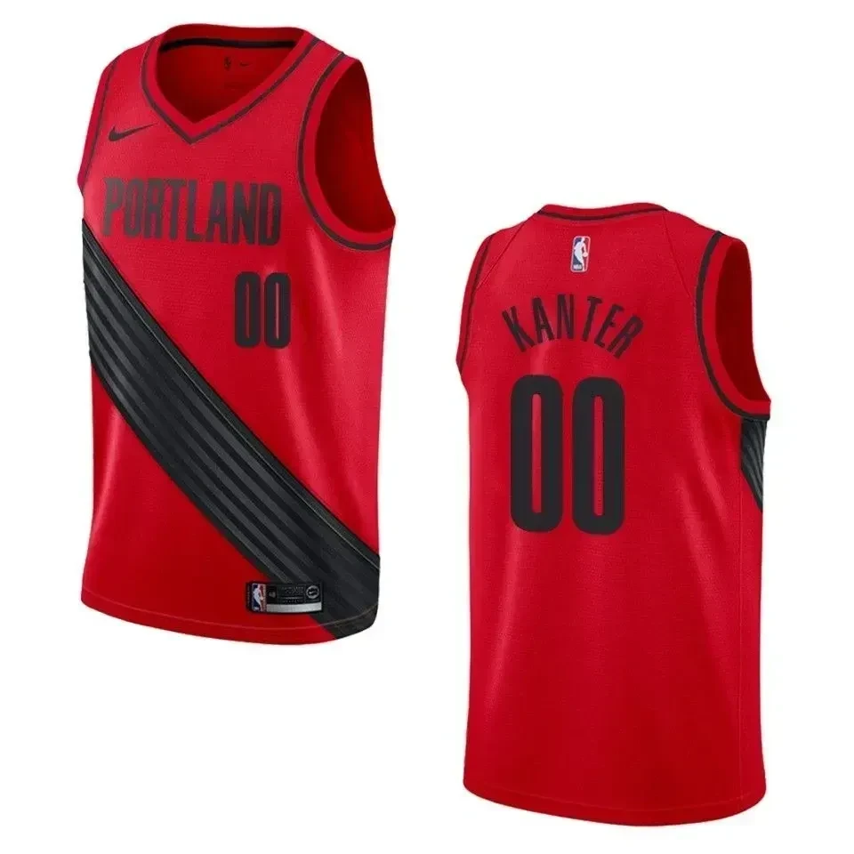Men's Portland Trail Blazers 00 Enes Kanter Statement Swingman Jersey - Red - JS393