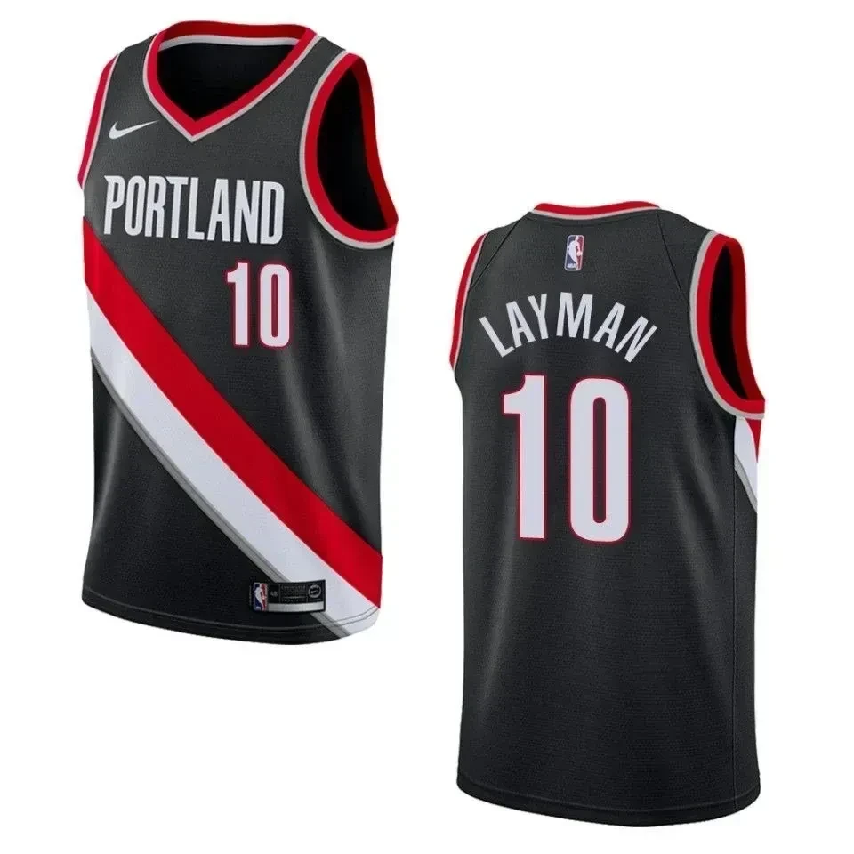 Men's Portland Trail Blazers 10 Jake Layman Icon Swingman Jersey - Black - JS232