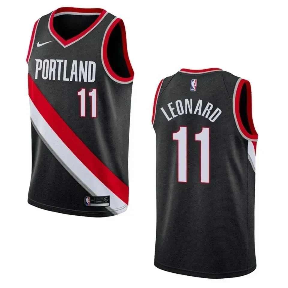 Men's Portland Trail Blazers 11 Meyers Leonard Icon Swingman Jersey - Black - JS639