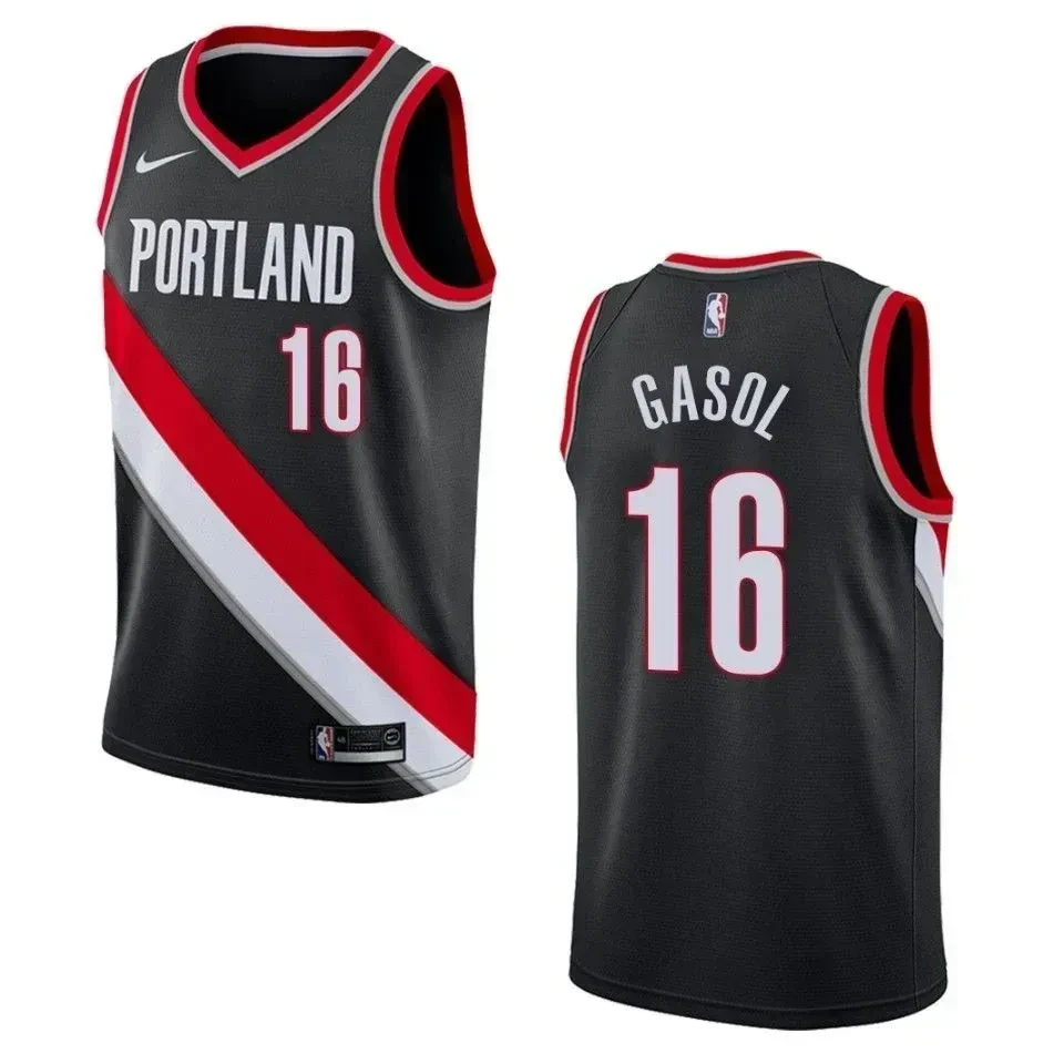 Men's Portland Trail Blazers 16 Pau Gasol Icon Swingman Jersey - Black - JS917