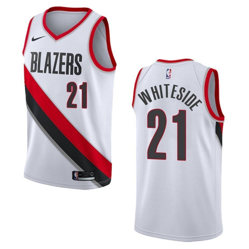 Men's Portland Trail Blazers 21 Hassan Whiteside Association Swingman Jersey - White - JS611