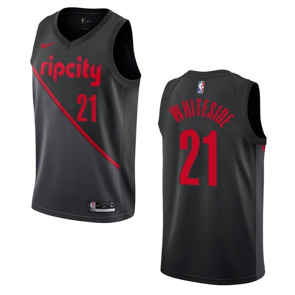 Men's Portland Trail Blazers 21 Hassan Whiteside City Swingman Jersey - Black - JS437
