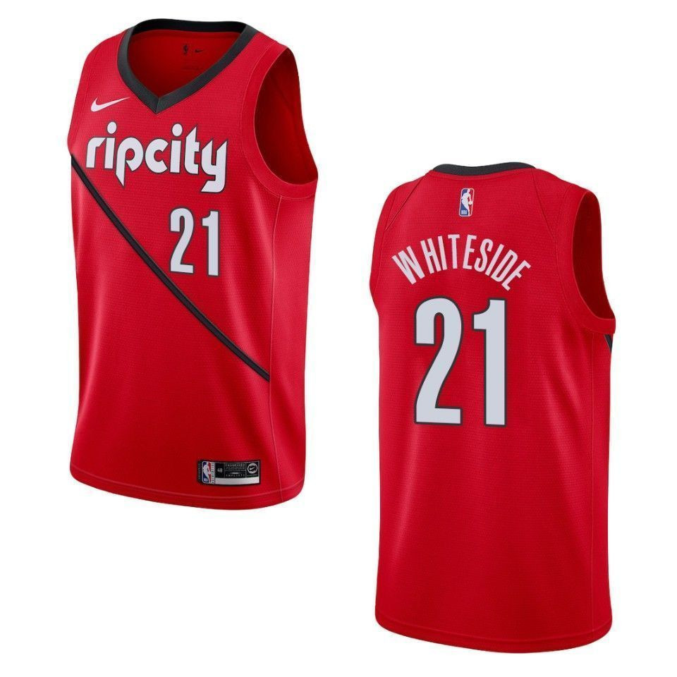 Men's Portland Trail Blazers 21 Hassan Whiteside Earned Swingman Jersey - Red - JS152