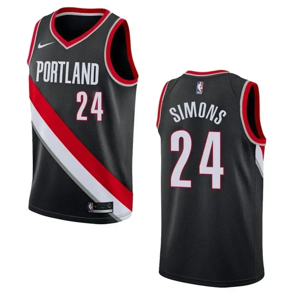 Men's Portland Trail Blazers 24 Anfernee Simons Icon Swingman Jersey - Black - JS794