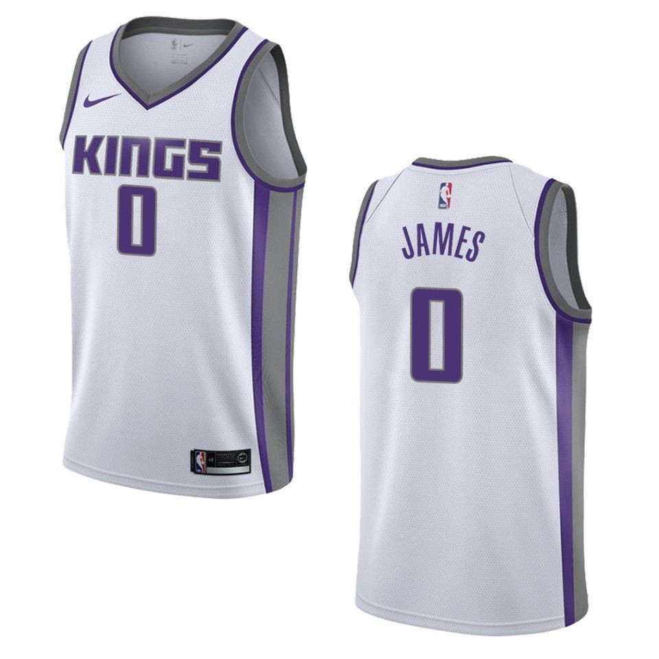 Men's Sacramento Kings 0 Justin James Association Swingman Jersey - White - JS439