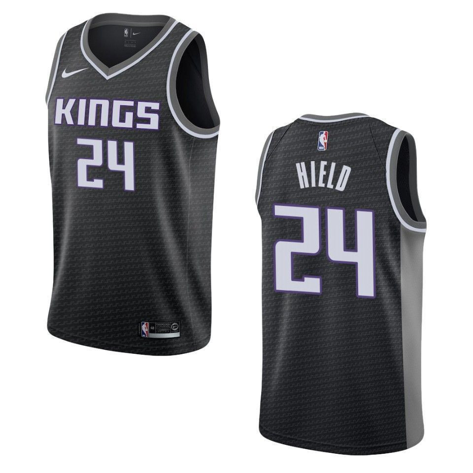 Men's Sacramento Kings 24 Buddy Hield Statement Swingman Jersey - Black - JS500
