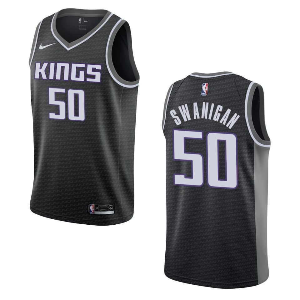 Men's Sacramento Kings 50 Caleb Swanigan Statement Swingman Jersey - Black - JS577