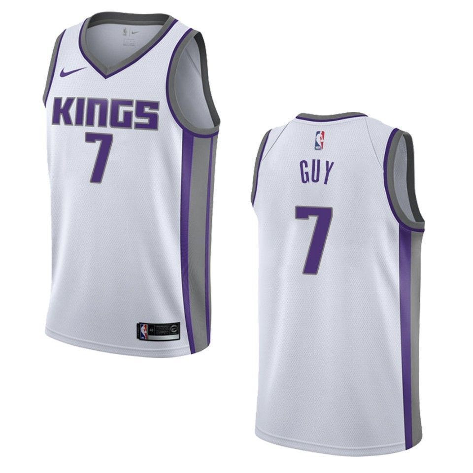 Men's Sacramento Kings 7 Kyle Guy Association Swingman Jersey - White - JS608