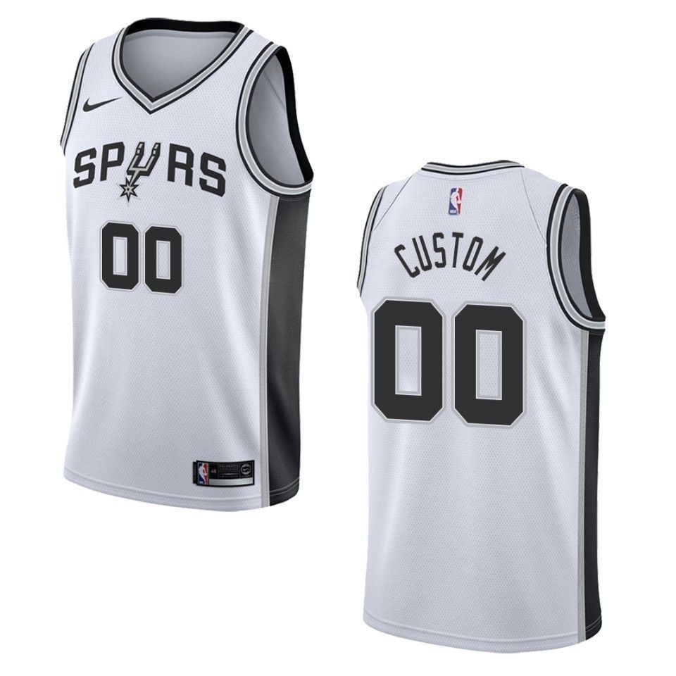 Men's San Antonio Spurs 00 Custom Association Swingman Jersey - White - JS816