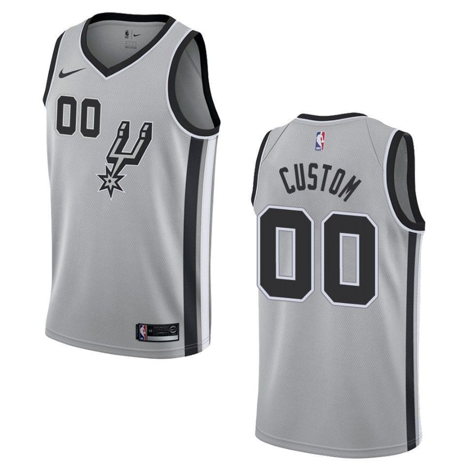 Men's San Antonio Spurs 00 Custom Statement Swingman Jersey - Silver - JS725