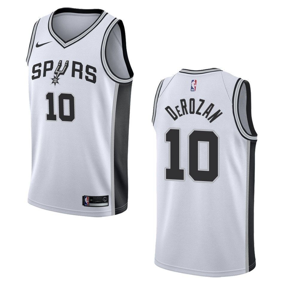 Men's San Antonio Spurs 10 Demar Derozan Association Swingman Jersey - White - JS360