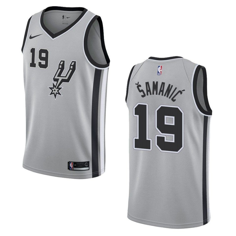 Men's San Antonio Spurs 19 Luka Samanic Statement Swingman Jersey - Gray - JS598