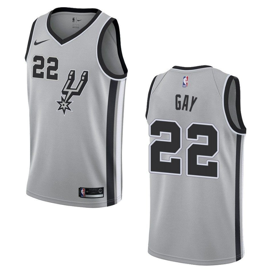 Men's San Antonio Spurs 22 Rudy Gay Statement Swingman Jersey - Silver - JS996