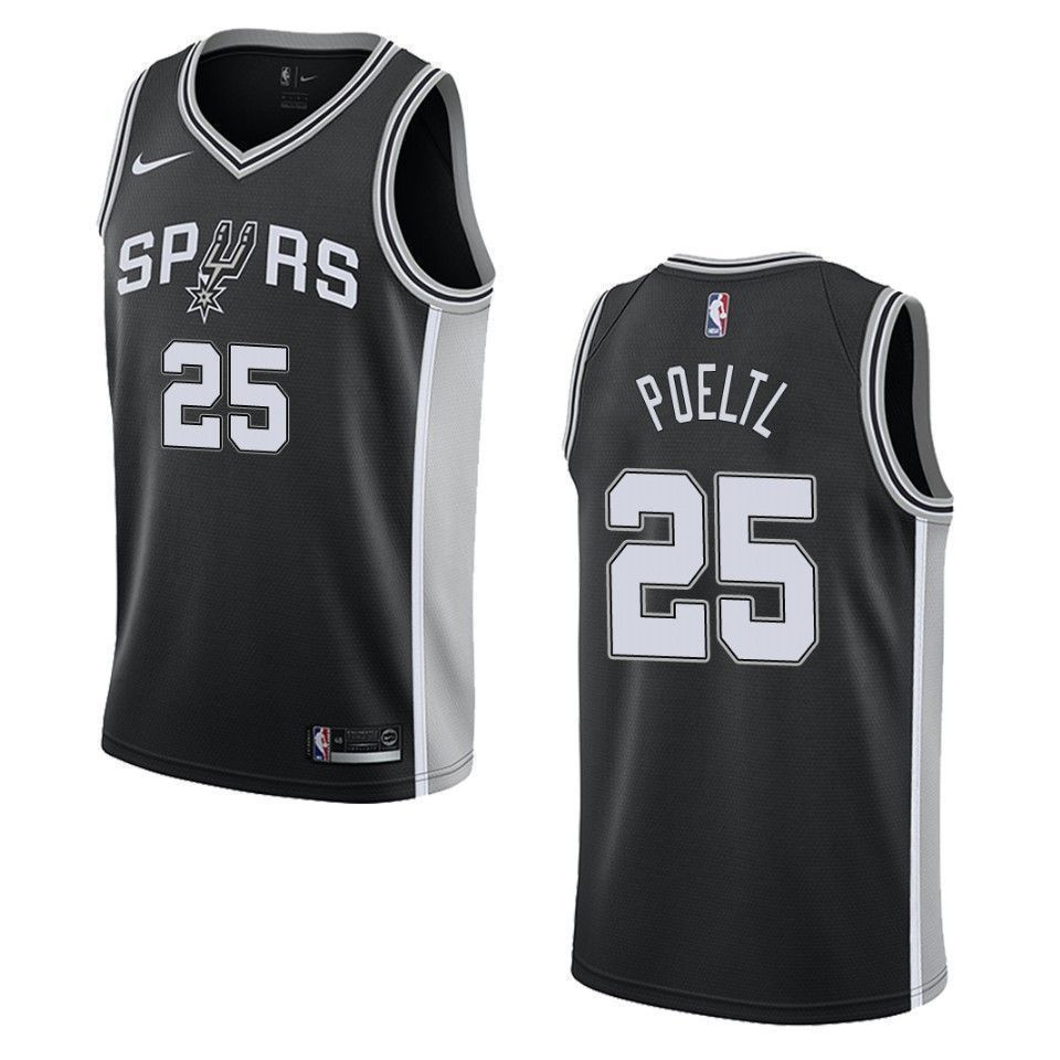 Men's San Antonio Spurs 25 Jakob Poeltl Icon Swingman Jersey - Black - JS746