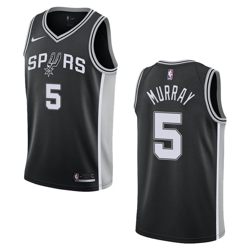 Men's San Antonio Spurs 5 Dejounte Murray Icon Swingman Jersey - Black - JS264