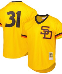 Men's San Diego Padres Dave Winfield Mitchell & Ness Gold Cooperstown Collection Mesh Batting Practice Jersey