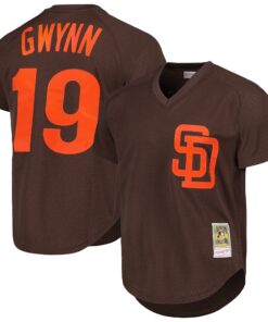 Men's San Diego Padres Tony Gwynn Mitchell & Ness Brown 1985 Cooperstown Collection Mesh Batting Practice Jersey