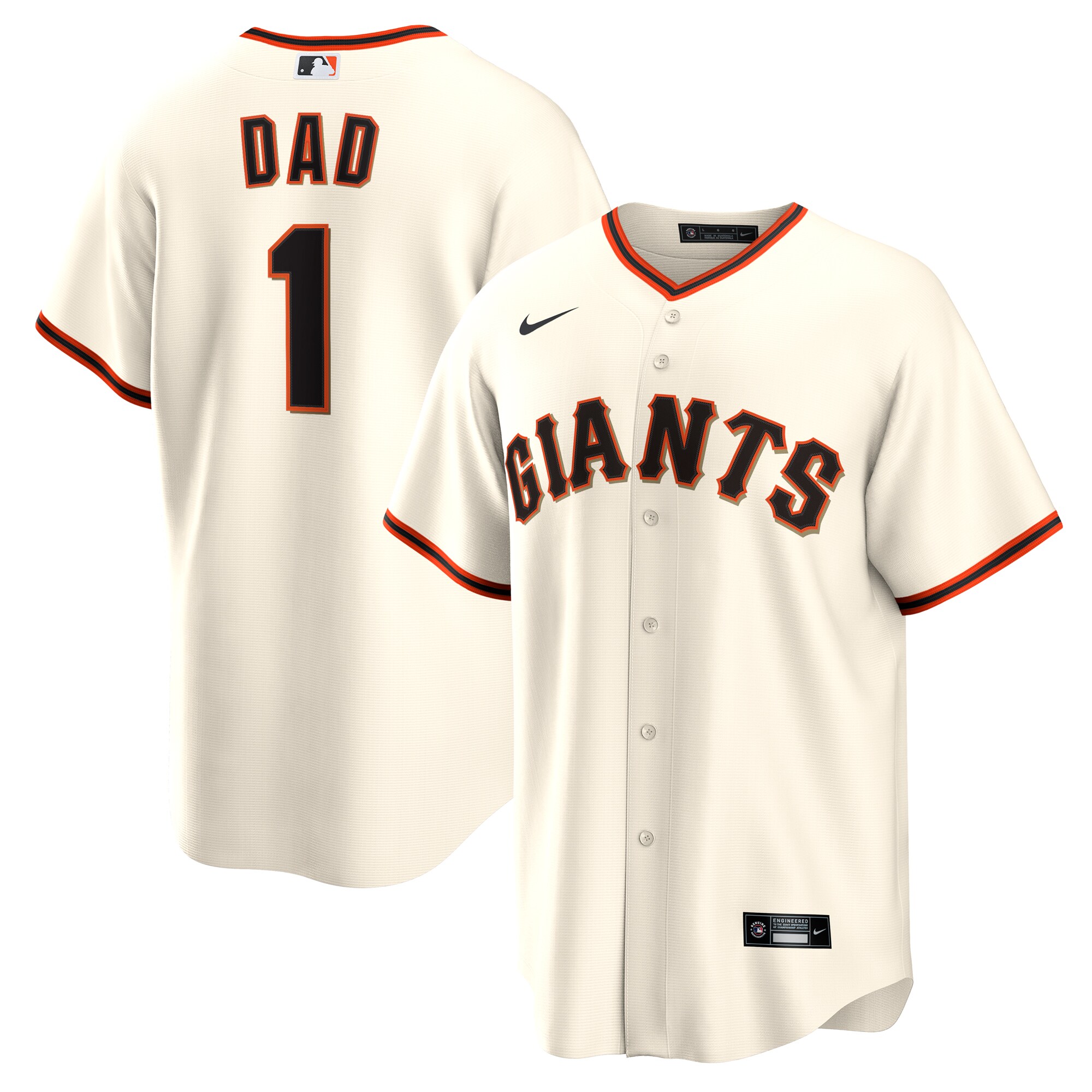 Men's San Francisco Giants White #1 Dad Home Jersey