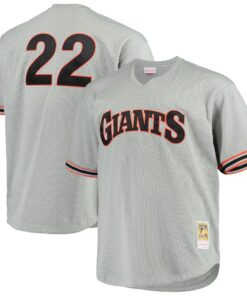 Men's San Francisco Giants Will Clark Mitchell & Ness Gray Big & Tall Cooperstown Collection Mesh Batting Practice Jersey