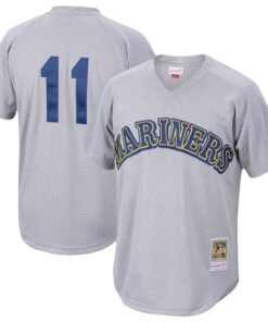 Men's Seattle Mariners Edgar Martinez Mitchell & Ness Charcoal Cooperstown Collection Mesh Batting Practice Jersey