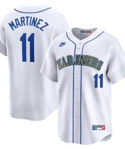 Men's Seattle Mariners Edgar Martinez White Throwback Cooperstown Limited Jersey