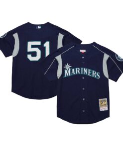 Men's Seattle Mariners Ichiro Suzuki Mitchell & Ness Navy Cooperstown Collection Batting Practice Jersey