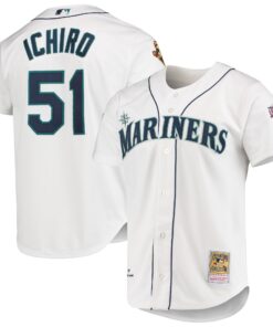 Men's Seattle Mariners Ichiro Suzuki Mitchell & Ness White 2001 MLB All-Star Game Cooperstown Collection Jersey