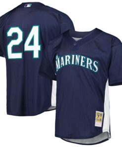 Men's Seattle Mariners Ken Griffey Jr. Mitchell & Ness Navy Cooperstown Collection Mesh Batting Practice Jersey