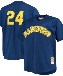 Men's Seattle Mariners Ken Griffey Jr. Mitchell & Ness Royal Big & Tall Cooperstown Collection Mesh Batting Practice Jersey