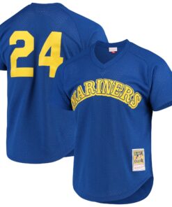 Men's Seattle Mariners Ken Griffey Jr. Mitchell & Ness Royal Cooperstown Mesh Batting Practice Jersey