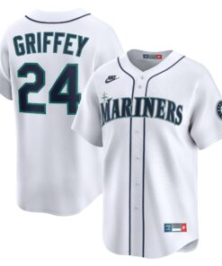 Men's Seattle Mariners Ken Griffey Jr. White Throwback Cooperstown Collection Limited Jersey
