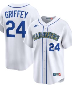 Men's Seattle Mariners Ken Griffey Jr. White Throwback Cooperstown Collection Limited Jersey