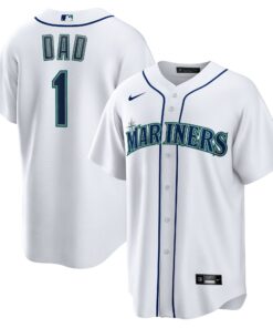 Men's Seattle Mariners White #1 Dad Home Jersey