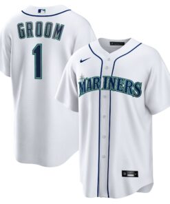 Men's Seattle Mariners White #1 Groom Home Jersey