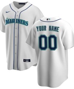 Men's Seattle Mariners White Home Custom Jersey