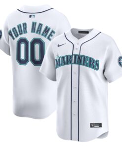 Men's Seattle Mariners White Home Limited Custom Jersey
