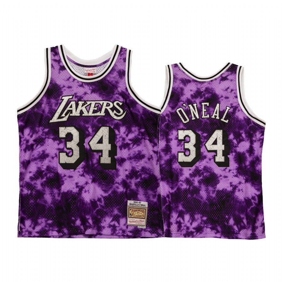 Men's Shaquille O'neal 34 Los Angeles Lakers Galaxy Jersey Purple - JS711