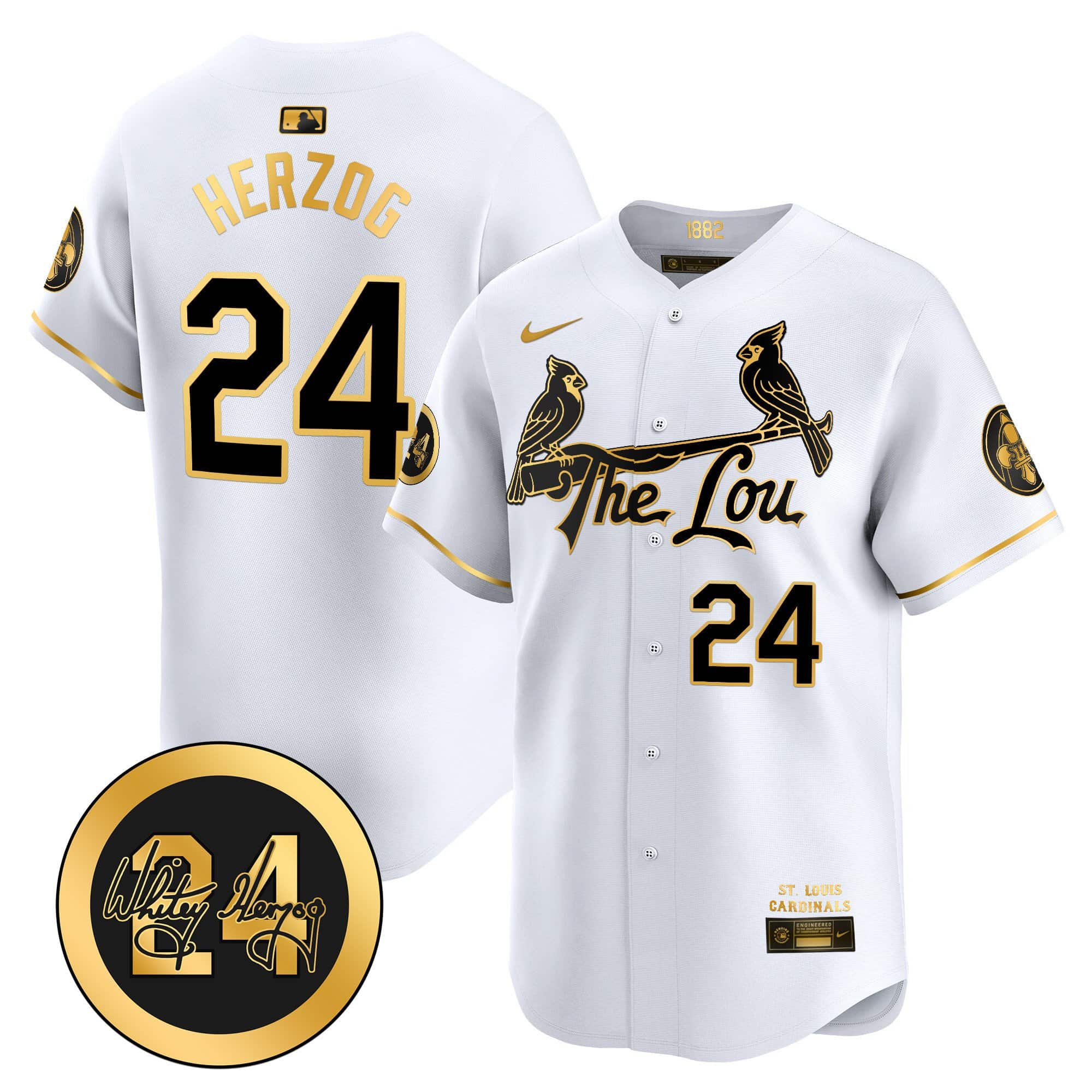 Men's St. Louis Cardinals 2024 City Connect Whitey Herzog Patch Vapor Premier Limited Jersey