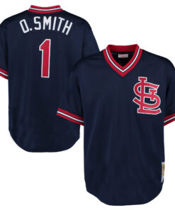 Men's St. Louis Cardinals Ozzie Smith Mitchell & Ness Navy 1994 Cooperstown Collection Mesh Batting Practice Jersey