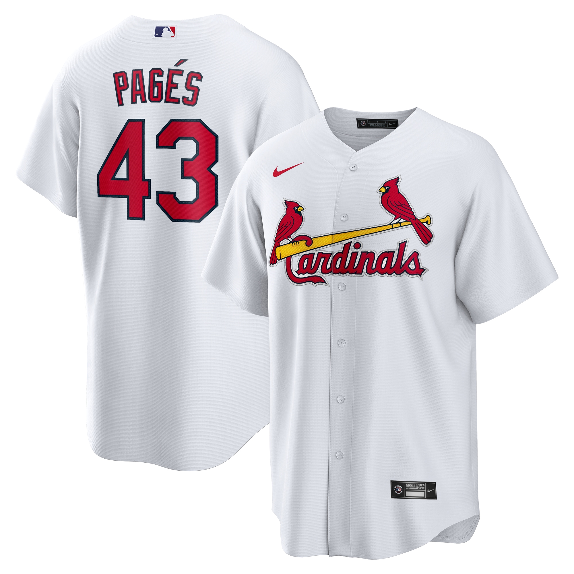 Men's St. Louis Cardinals Pedro PagÃ©s White Home Jersey