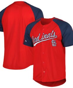 Men's St. Louis Cardinals Stitches Red Button-Down Raglan Fashion Jersey