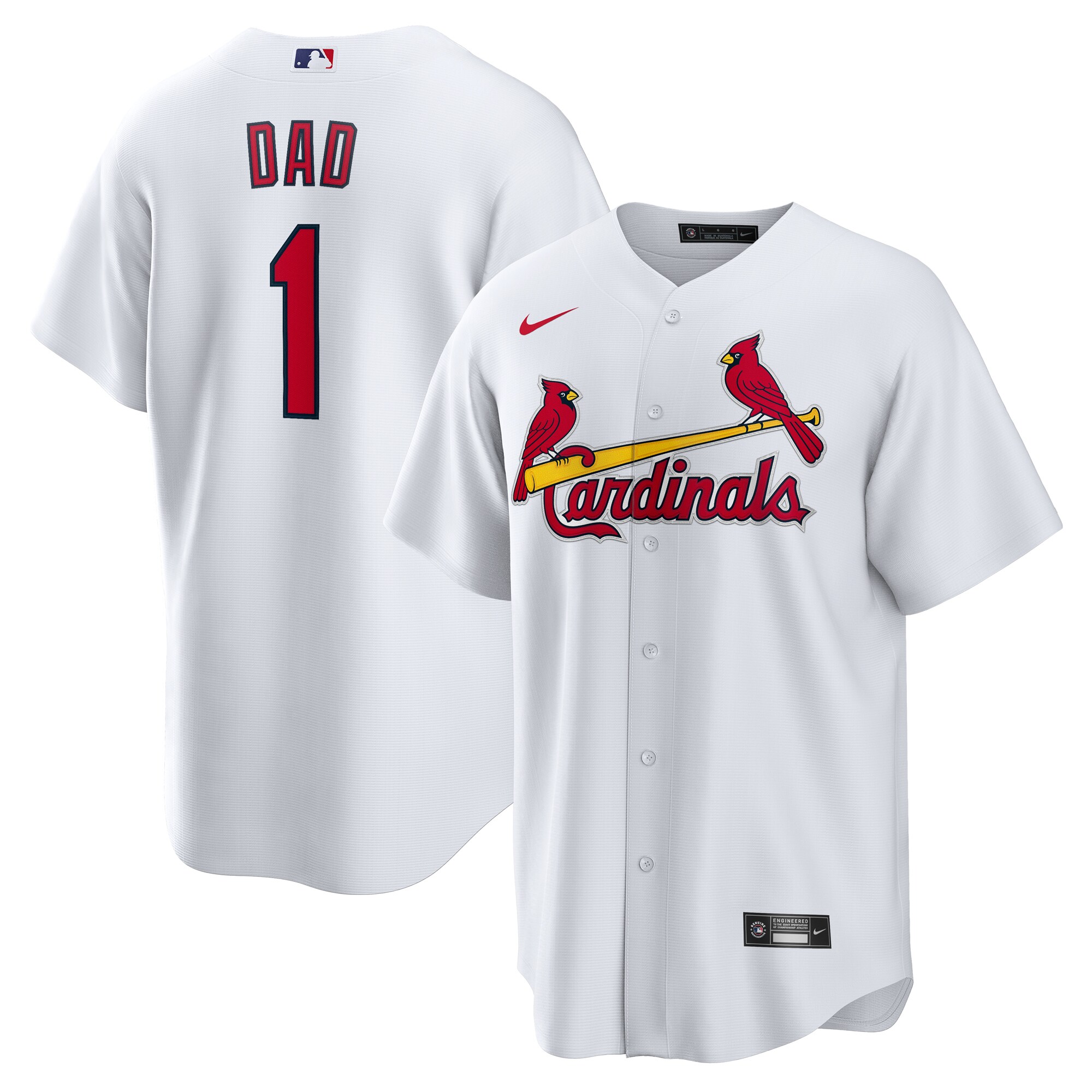 Men's St. Louis Cardinals White #1 Dad Home Jersey