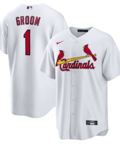 Men's St. Louis Cardinals White #1 Groom Home Jersey