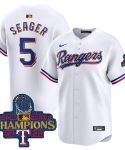 Men's Texas Rangers 2023 World Series Champions Gold Trim Vapor Premier Limited Jersey