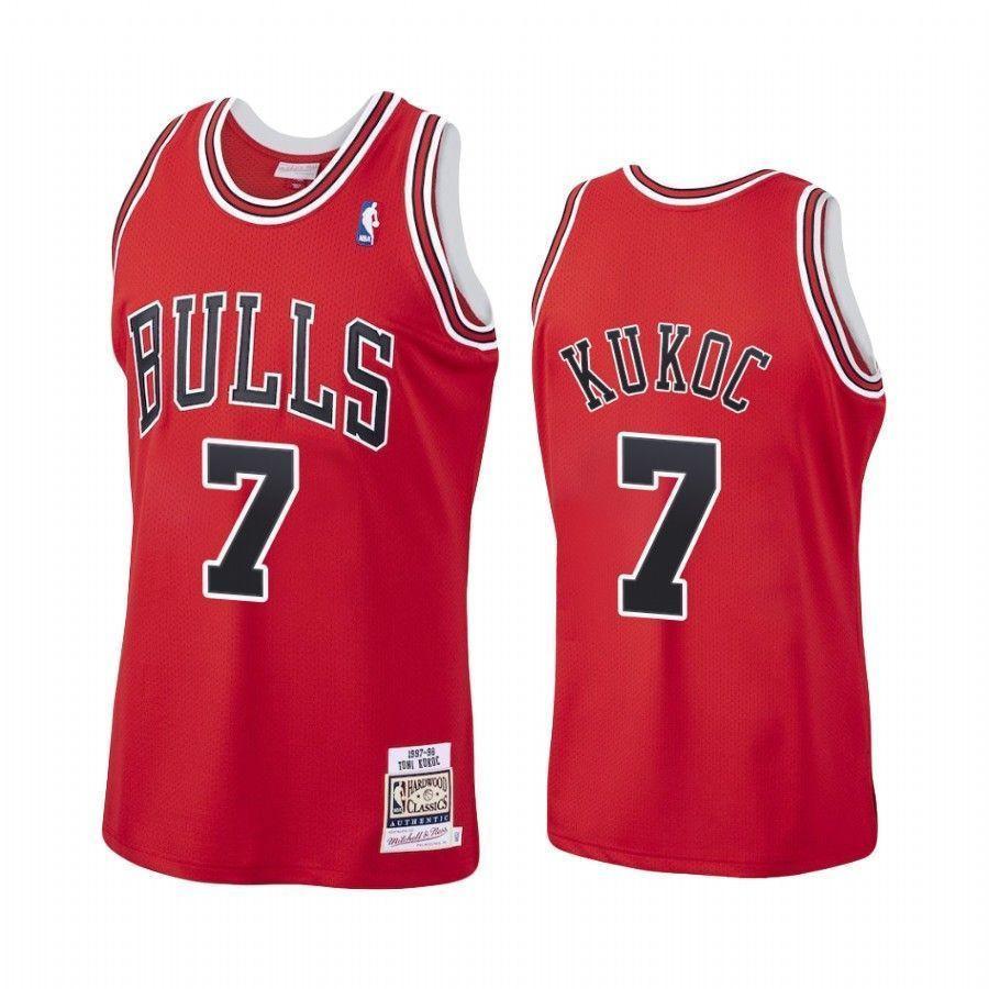 Men's Toni Kukoc 7 Chicago Bulls Red Hardwood Classics Jersey - JS157