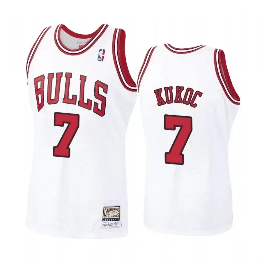 Men's Toni Kukoc 7 Chicago Bulls White Hardwood Classics Jersey - JS178