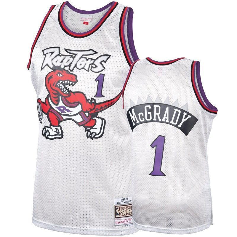 Men's Toronto Raptors 1 Tracy Mcgrady Hardwood Classics Platinum Jersey - JS608