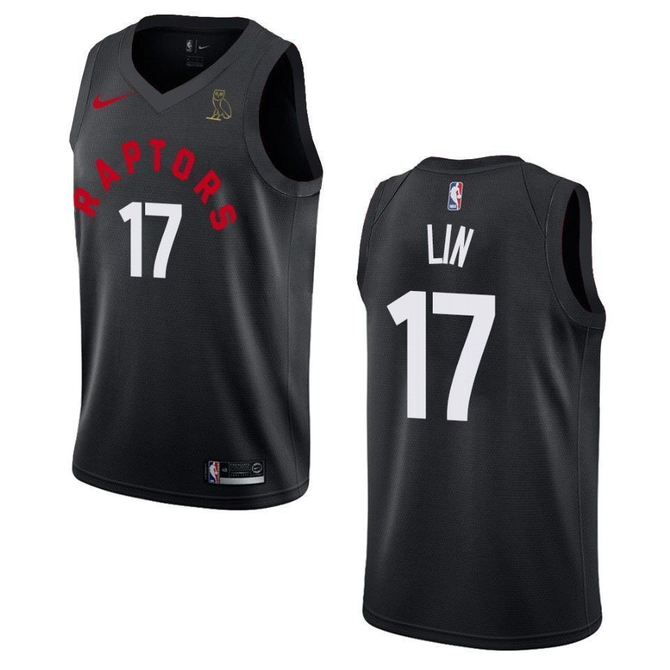 Men's Toronto Raptors 17 Jeremy Lin Drake Ovo Collection Jersey - Black - JS290