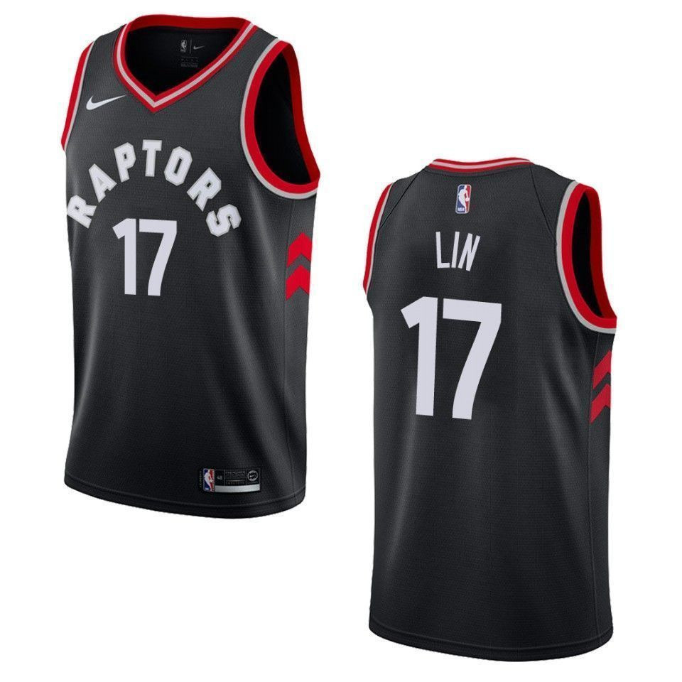 Men's Toronto Raptors 17 Jeremy Lin Statement Swingman Jersey - Black - JS894